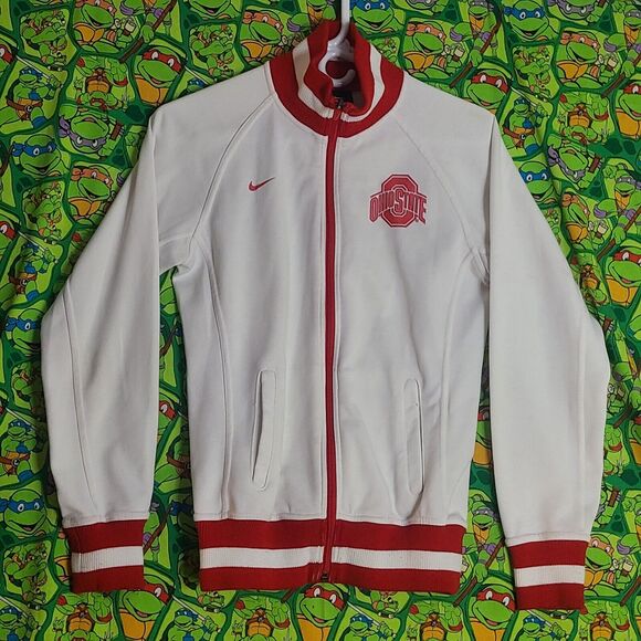 Ohio State Buckeyes Nike Track Jacket Full Zip White Red Trim Small Varsity Team - Picture 1 of 9
